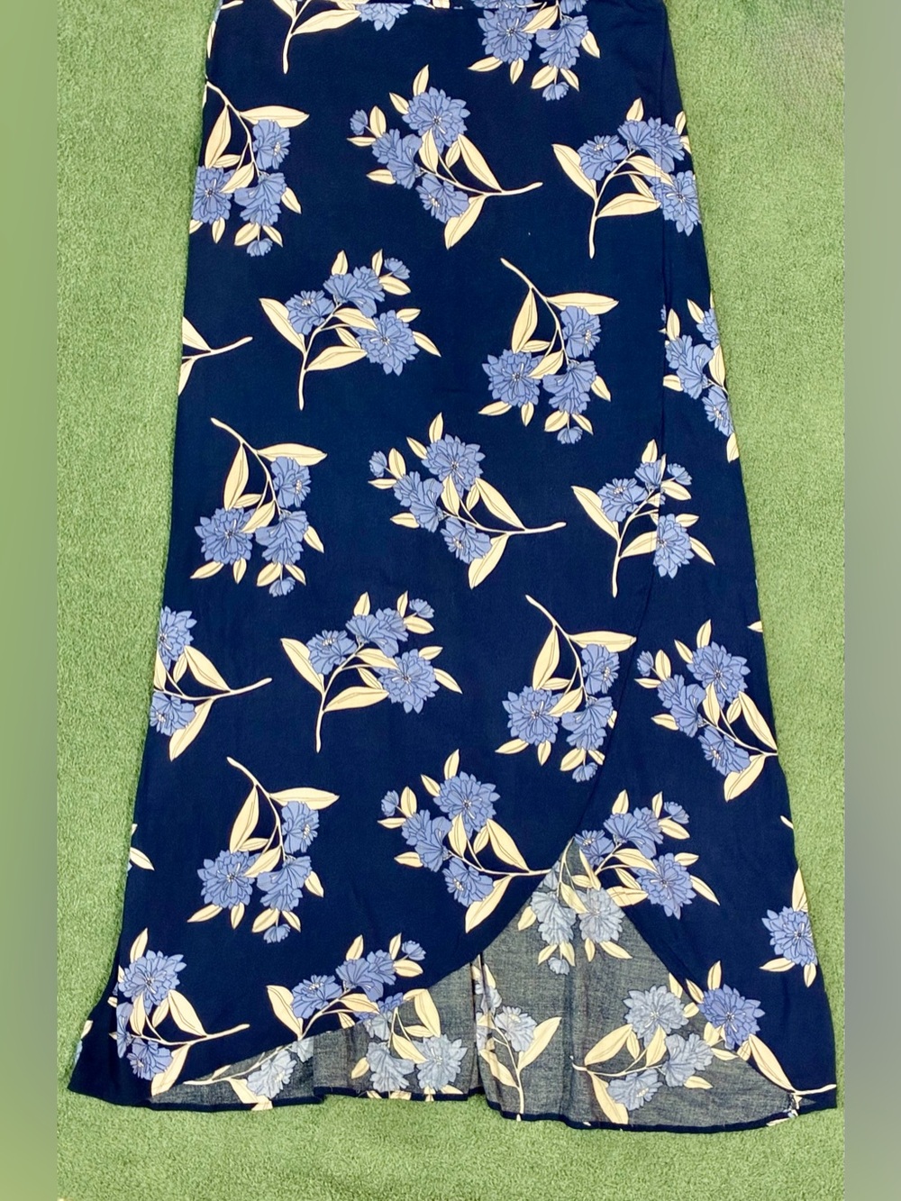 Express Blue Floral Faux Wrap Midi Skirt | Women’s Medium